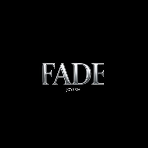 FADE Joyeria logo with gray metallic lettering on black background